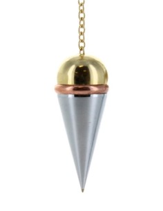 Pendule Conique Témoin Doré et Argenté avec Anneau Cuivre