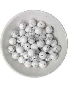 Perles Howlite Blanche 8 mm Sachet de 50 perles