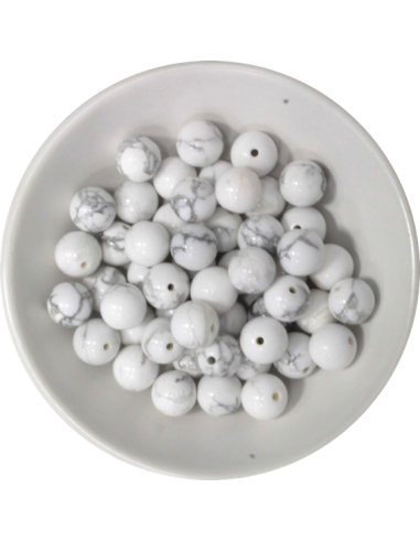 Perles Howlite Blanche 8 mm Sachet de 50 perles