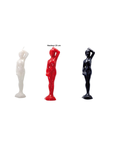 Bougie figurative Femme 23 cm Noir-Rouge-Blanc