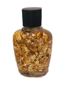 Amulette Bouteille Abondance avec feuilles d'or