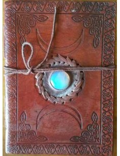 Journal Triple lune avec cuir gaufré pierre avec cordon