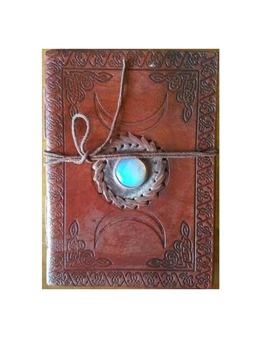 Journal Triple lune avec cuir gaufré pierre avec cordon