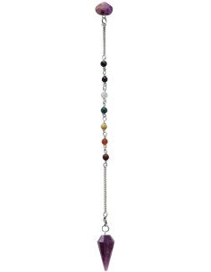 Pendule à facettes Améthyste avec coeur & 7 chakras Premium Lo Scarabeo 2