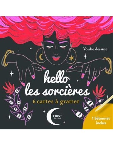 Hello les sorcières - 6 mini cartes à gratter + bâtonnet inclus - Youlie DESSINE
