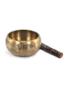 Bol chantant tibétain doré avec symboles