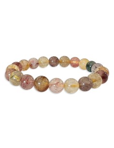 Bracelet Quartz rutile multicolore A perles 8mm