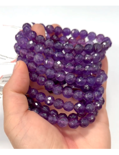 Bracelet Amethyste Facetée qualité AA perles 8mm 2
