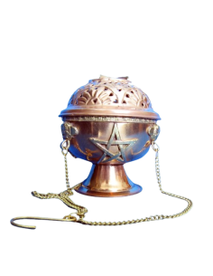 Brûle-encens pivotant en cuivre avec pentagramme