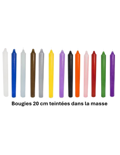 Bougie de couleurs 20 cm teintées dans la masse