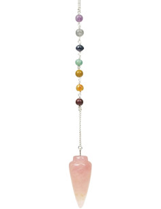 Pendule 7 Chakras Toupie Quartz rose