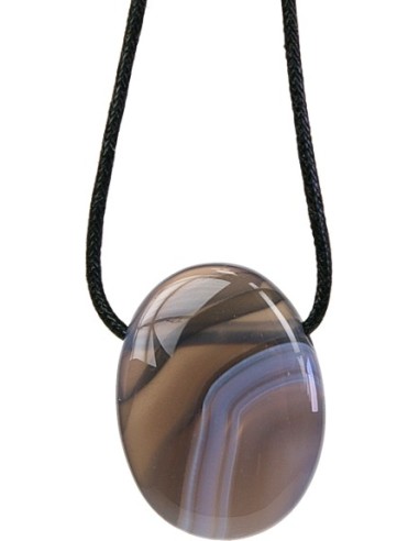 Pendentif pierre ovale percée Agate rubanée