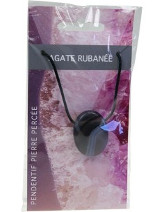 Pendentif pierre ovale percée Agate rubanée 2