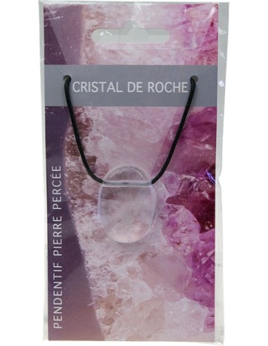 Pendentif pierre ovale percée Cristal de roche