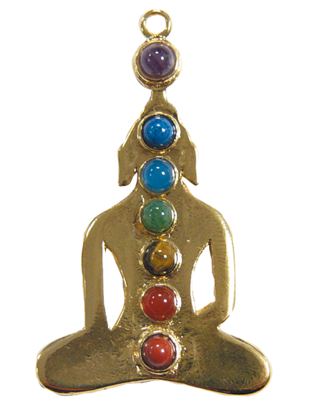 Pendentif yogi 7 chakras doré