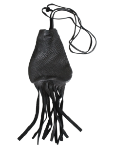 Medicine Bag en Cuir avec franges - Sac Améridien - Petit Modèle