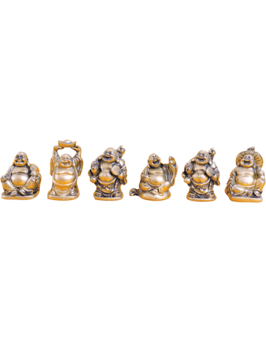 Lot de 6 Bouddhas en résine dorée 5 cm