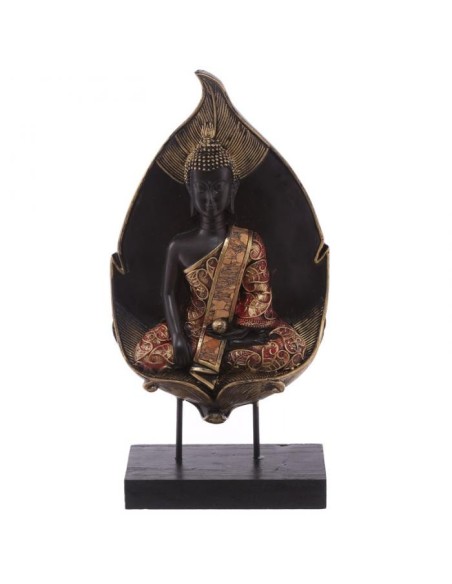 Bouddha Thai avec dos en forme de feuille - Rouge antique