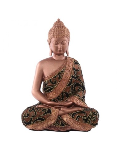 Bouddha Thaï assis - Effet tissu doré - Large