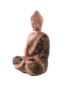 Bouddha Thaï assis - Effet tissu doré - Large 2