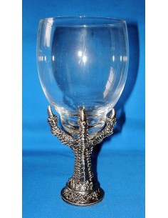 Calice en verre avec pied en étain massif Griffe d'aigle