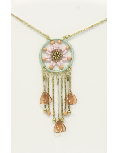 Collier Dreamcatcher Bleu et Rose Modèle 2