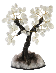 Arbre du Bonheur Cristal de Roche Pierres roulées Très Grand