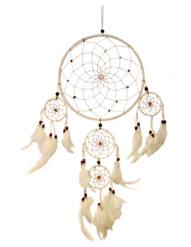 Dreamcatcher Blanc et perles colorées Diamètre 22 cm